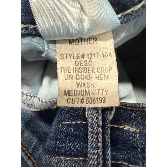 Mother The Insider Crop Undone Hem Stretch Casual Jeans Medium Kitty Blue 25 - Picture 8 of 9